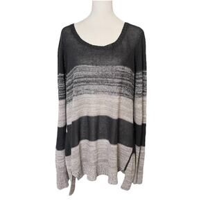 Eileen Fisher Woman Plus Size 2X Knit Sweater Tunic Organic Linen Popover Gray